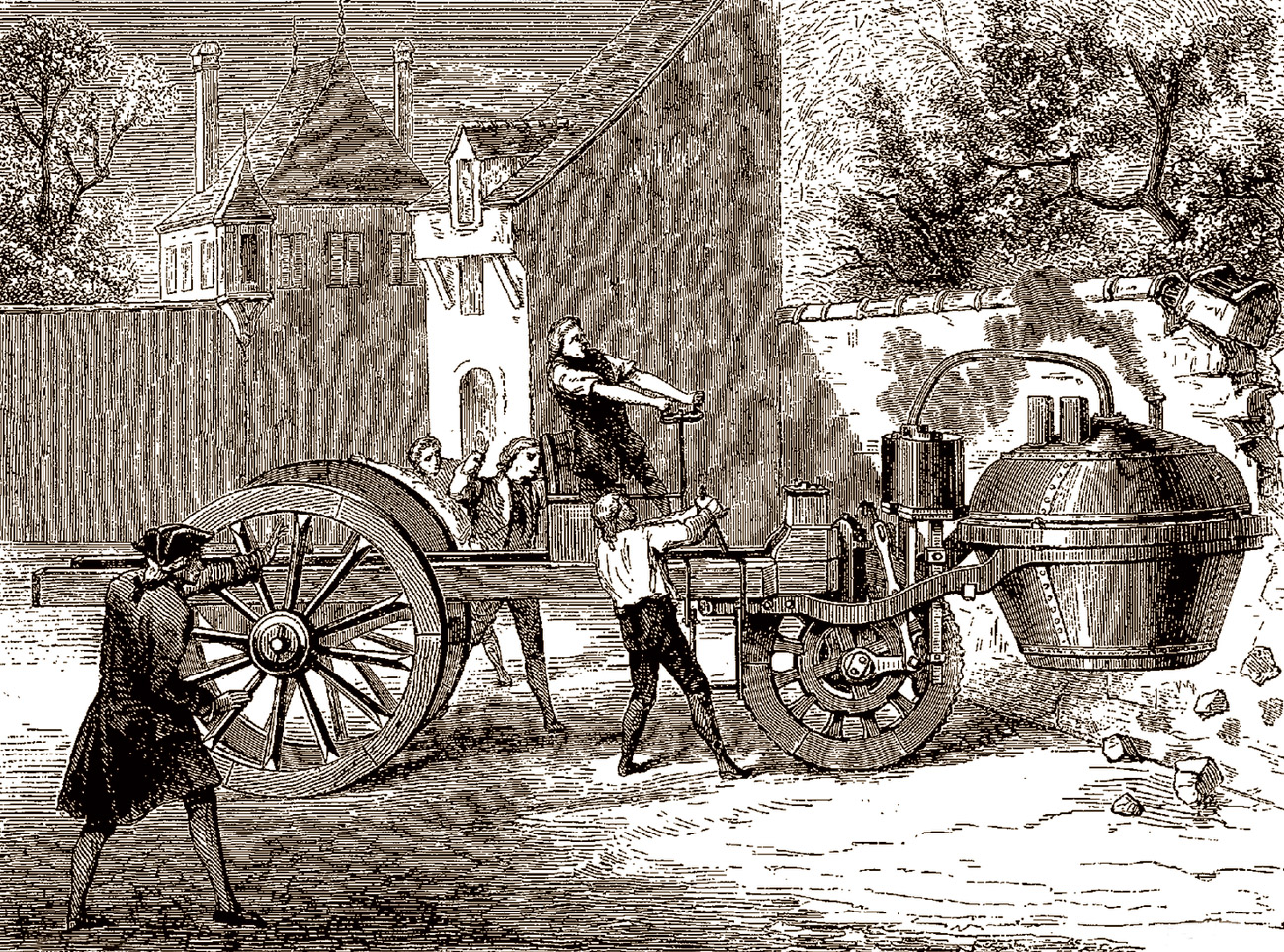 Nicolas Joseph Cugnot uruchamia skonstruowaną przez siebie maszynę parową - 1770 r.